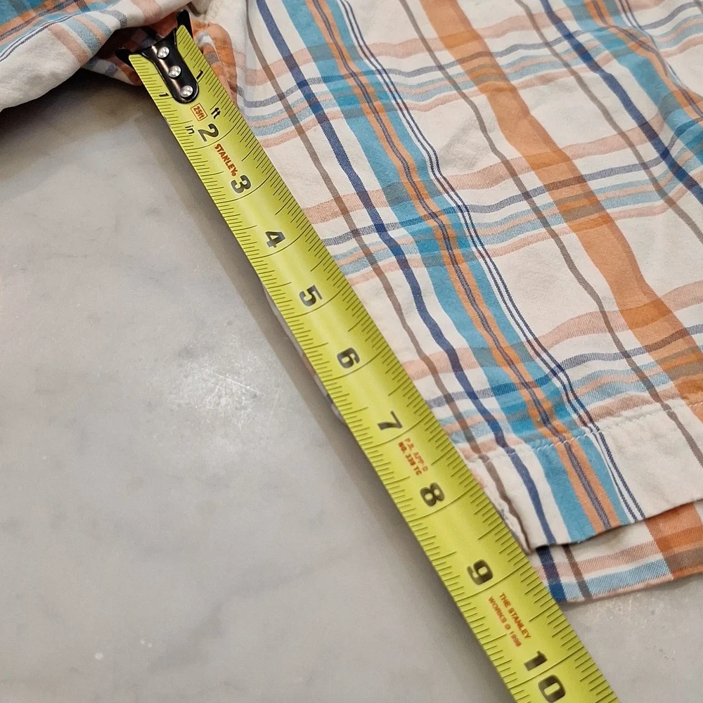 Vintage 90s Y2k Abercrombie & Fitch Frat Boy AS IS Plaid Orange Blue Shorts SzLg